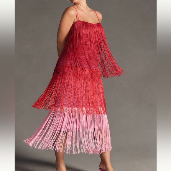 Anthropologie Let Me Be Tiered Fringe Ombré Dress - Picture 1 of 6